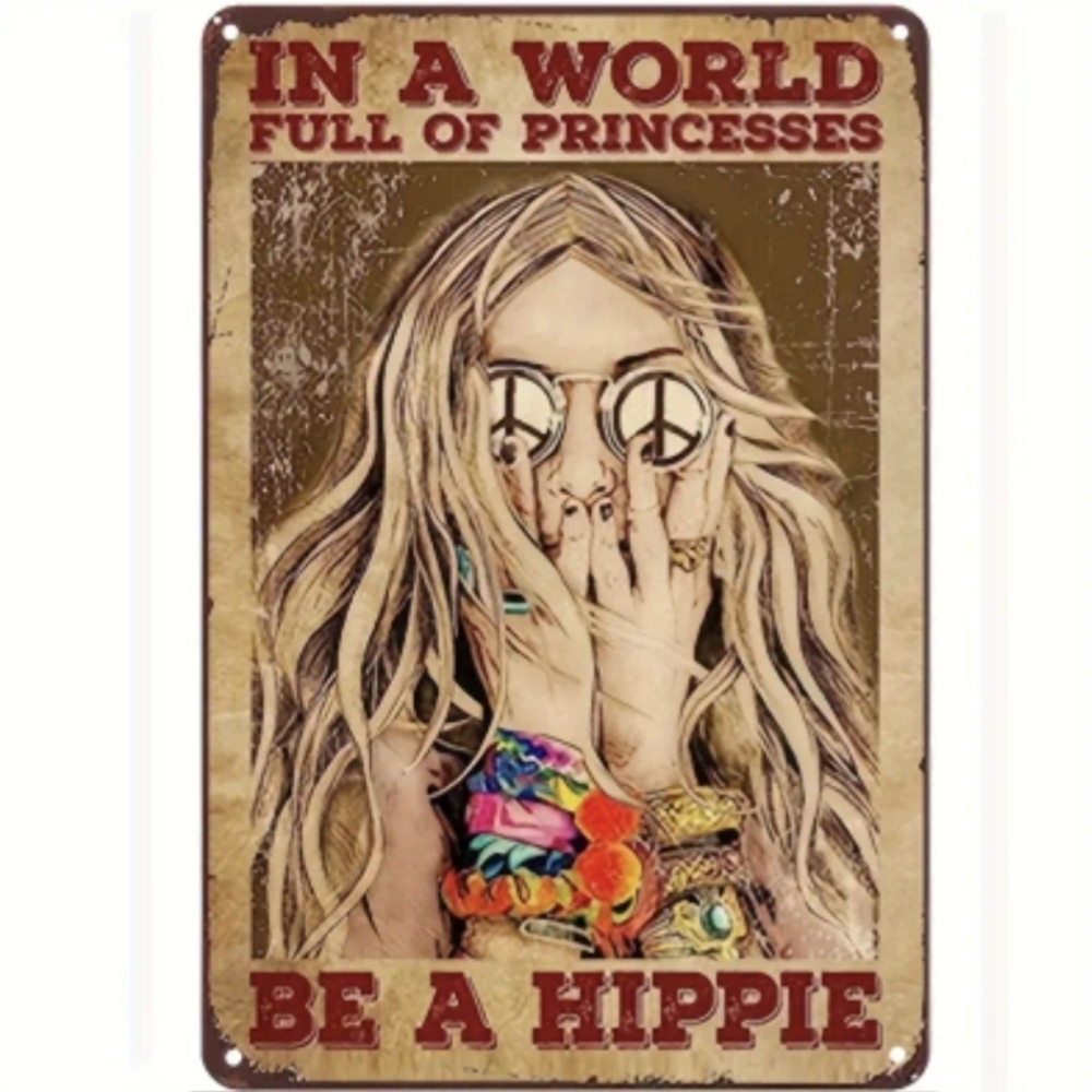 Bohemian Hippie Sign - "be a hippie" Artwork Decor - 1960s Art - Bohemian 1970s
